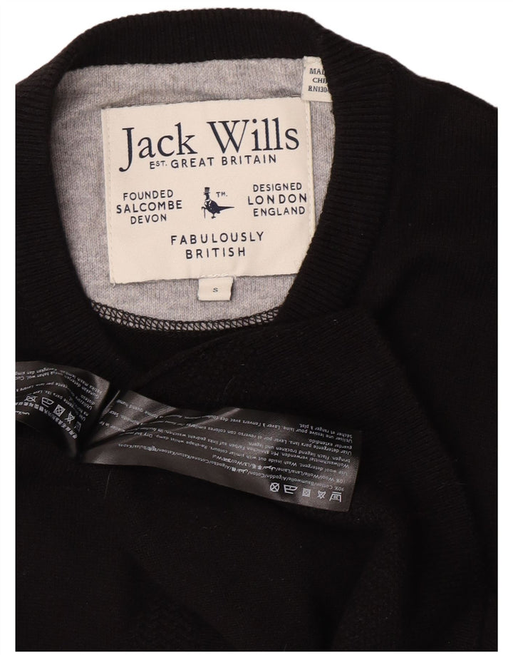 Jack Wills Mens Crew Neck Jumper Sweater Small Black Cotton