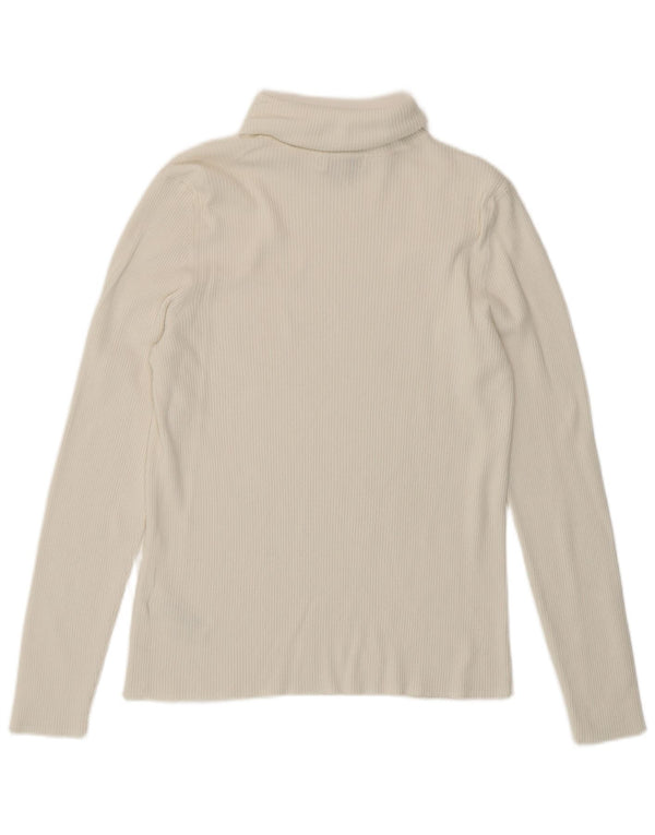 Marks & Spencer Womens Top Long Sleeve UK 14 Medium White Viscose