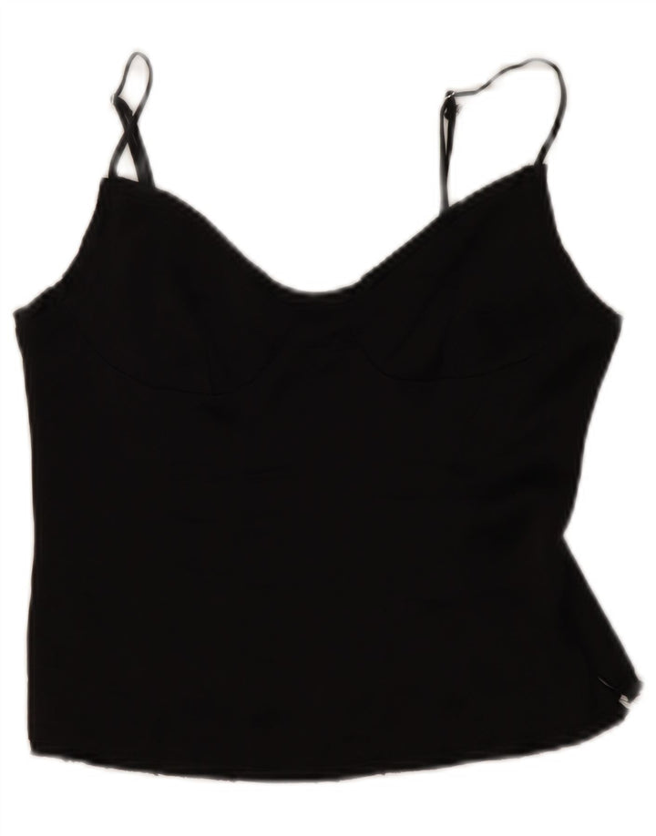 Zara Womens Crop Cami Top UK 12 Medium Black Viscose