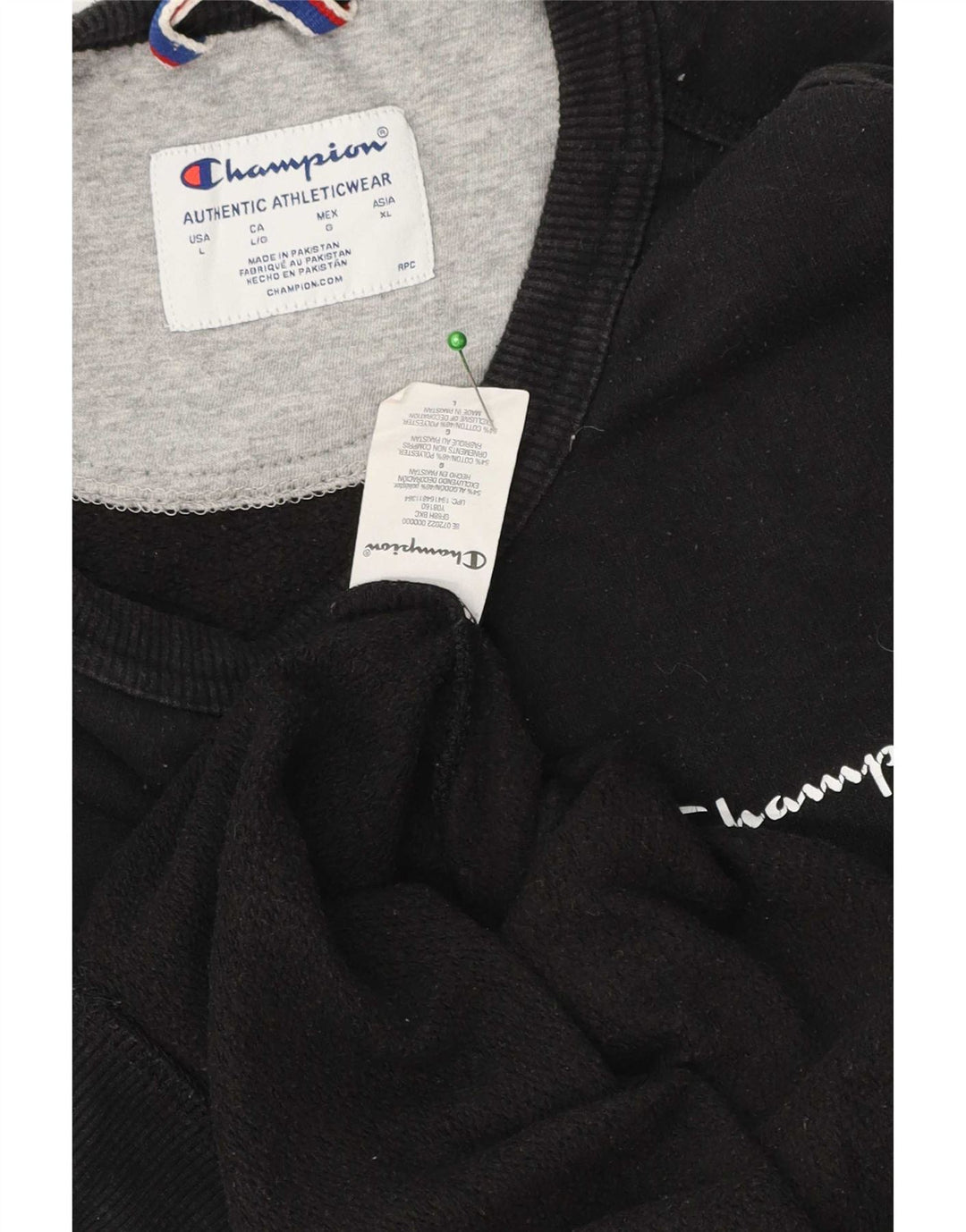 Champion Herre Sweatshirt Jumper Large Sort Bomuld