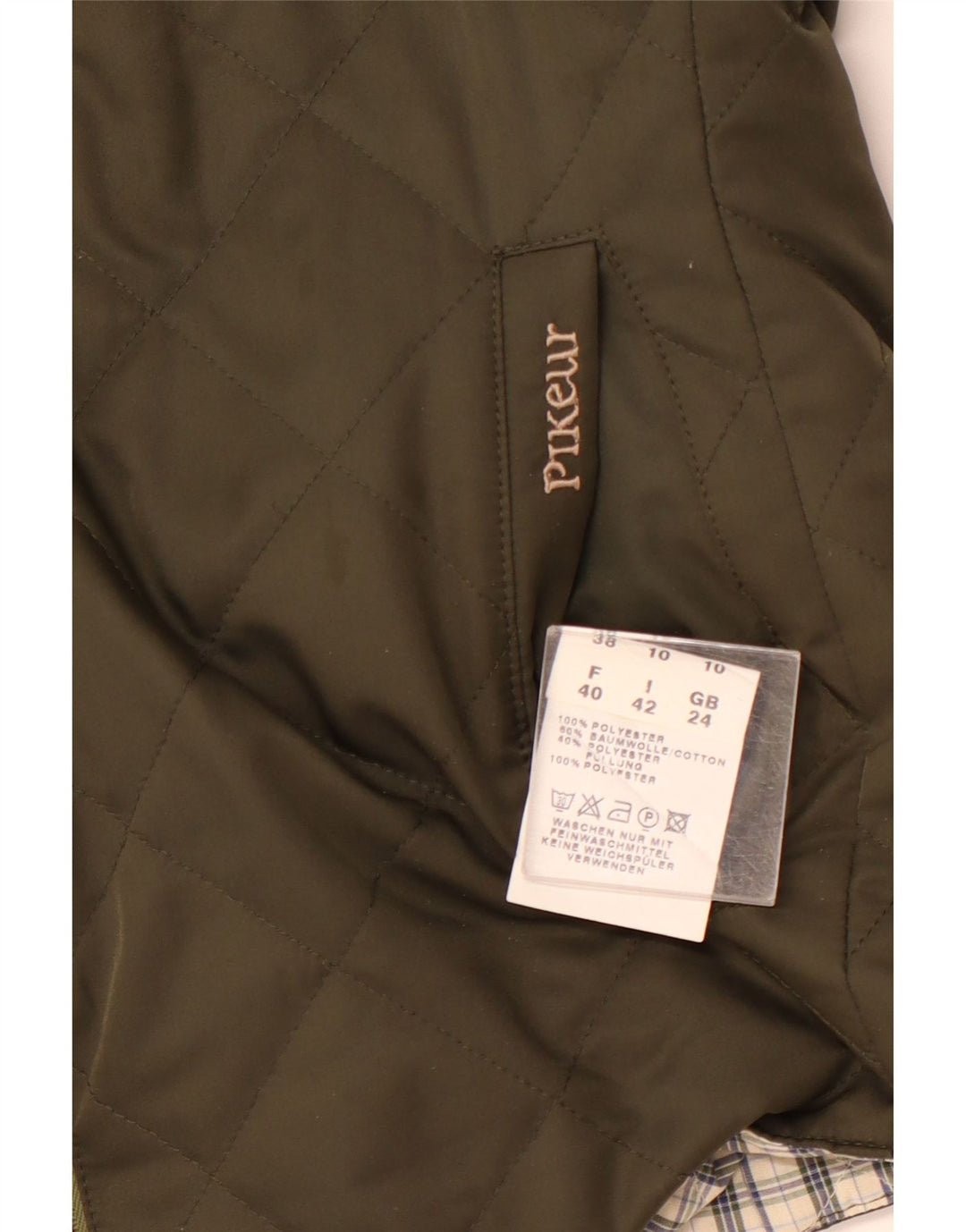 PIKEUR Womens Reversible Quilted Gilet IT 42 Medium Khaki Polyester