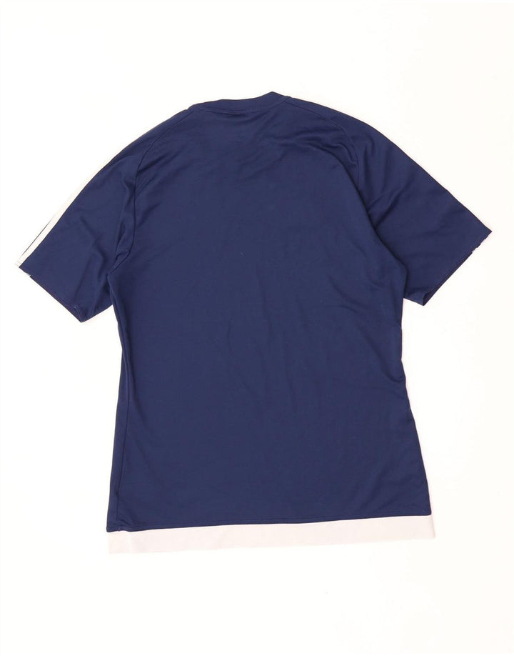 Adidas Mens Climalite T-Shirt Top Medium Navy Blue Colourblock Polyester