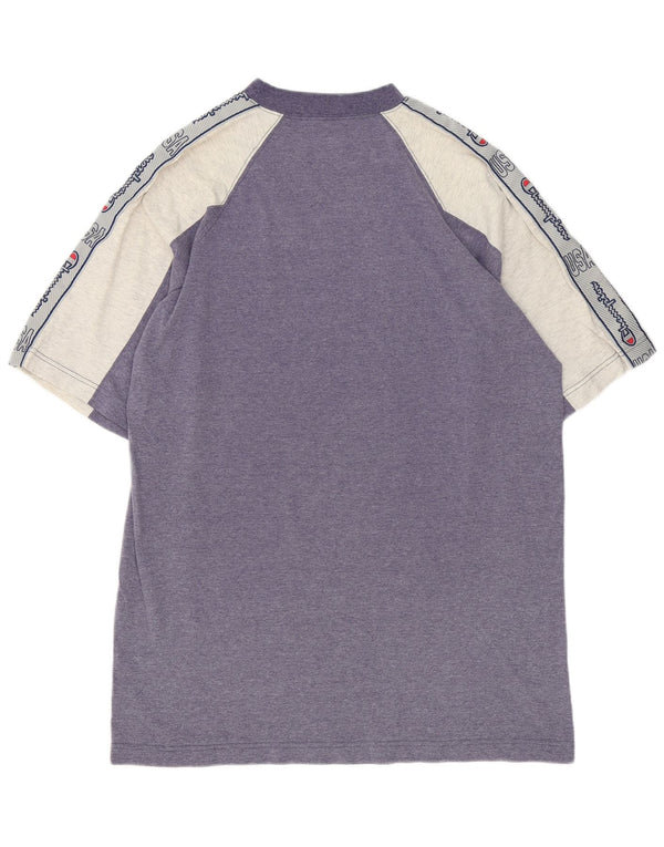 Champion Mens Graphic T-Shirt Top Large Blue Colourblock