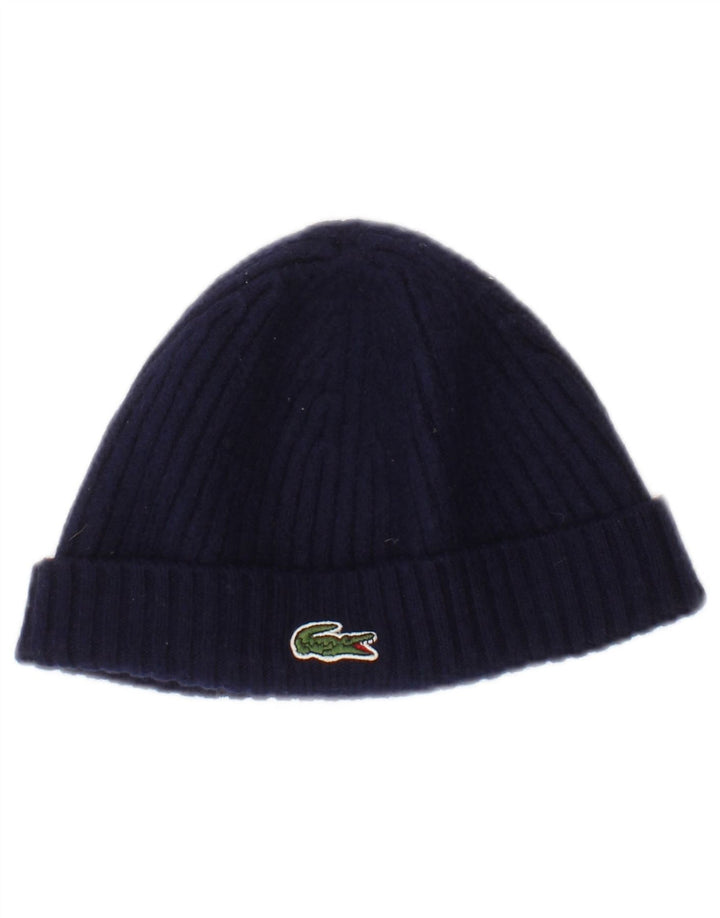 Lacoste Mens Beanie Hat One Size Navy Blue Wool