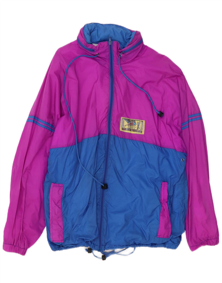 Marcel Clair Mens Hooded Rain Jacket UK 40 Large Purple Colourblock