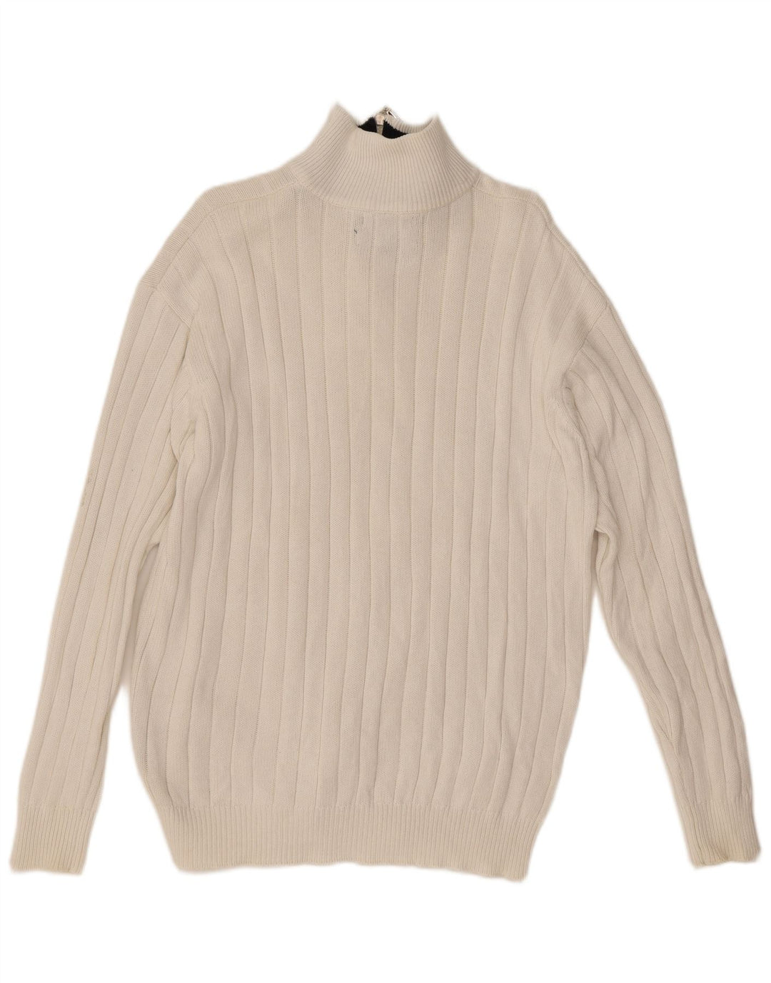 Tommy Hilfiger Mens Zip Neck Jumper Sweater Large White Cotton