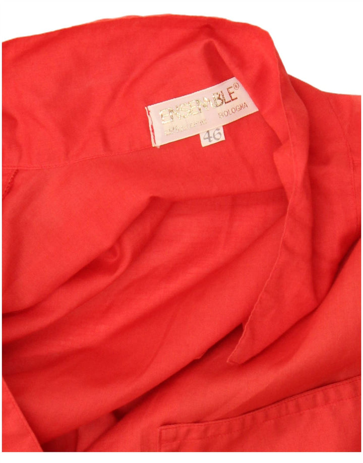 Vintage Womens Short Sleeve Shirt IT 46 Large Red Cotton