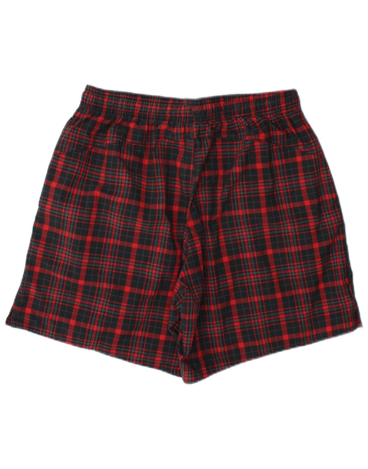 Pantalones cortos deportivos Adidas para hombre Poliéster a cuadros rojos medianos