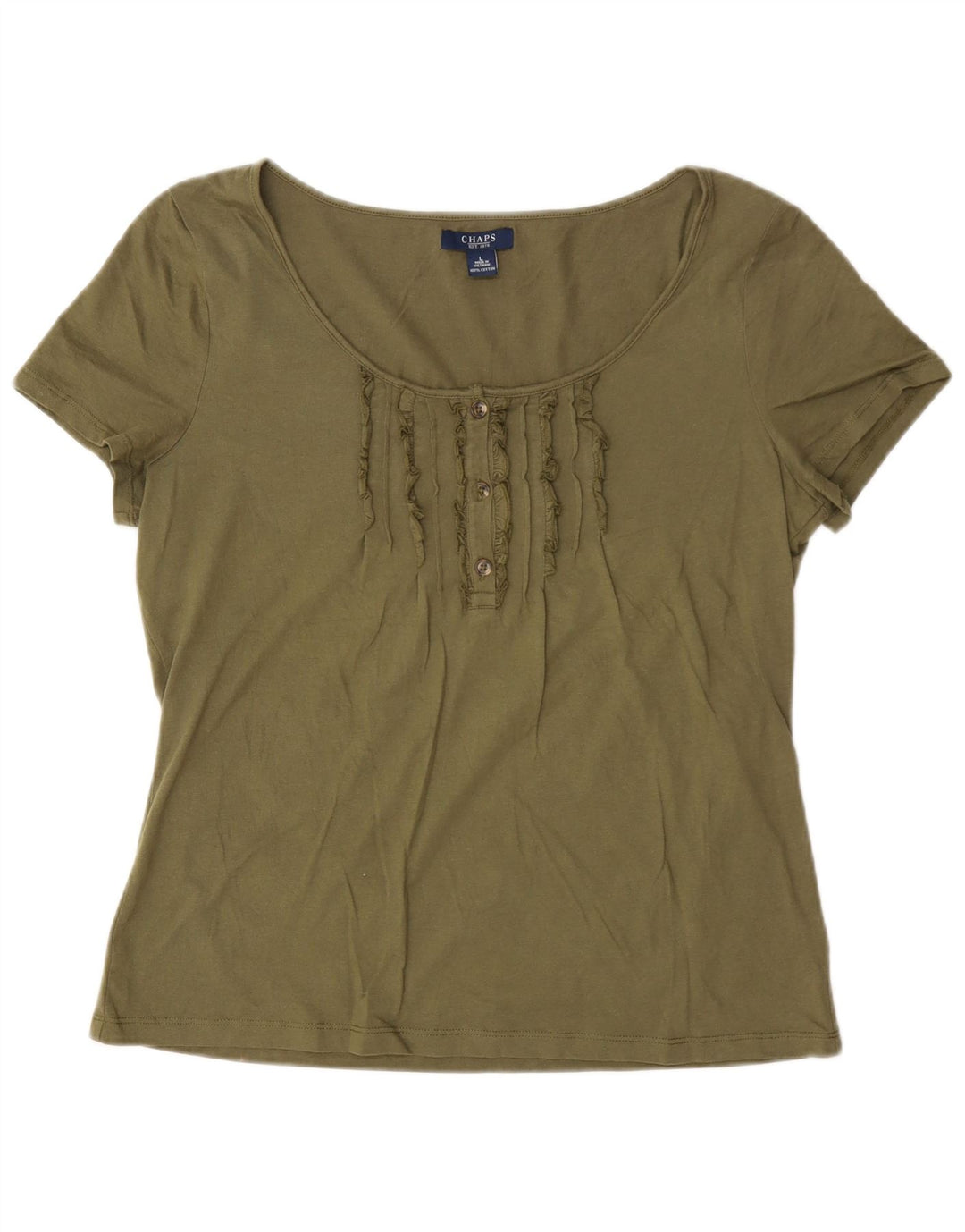 Chaps Womens T-Shirt Top UK 16 Large Khaki Cotton