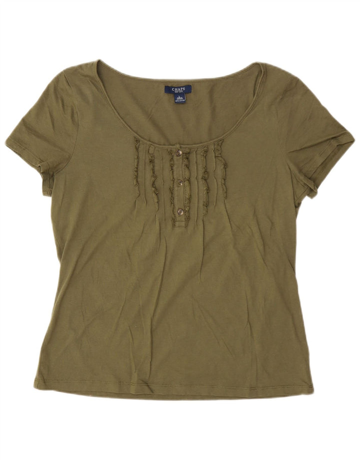 Chaps Womens T-Shirt Top UK 16 Large Khaki Cotton