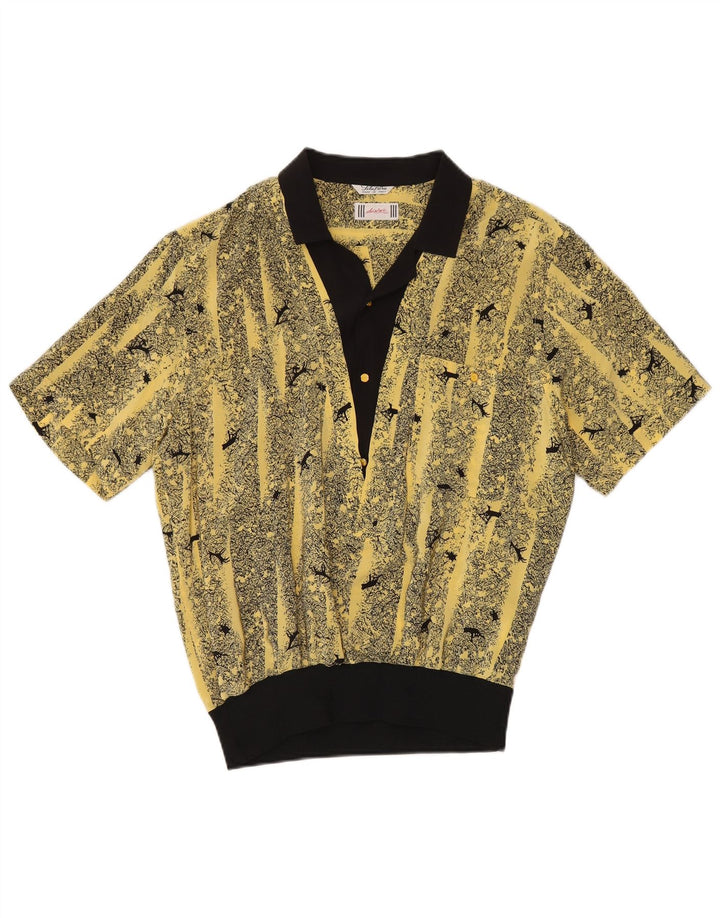 Desiree Womens Oversized Abstract Pattern Pullover Shirt UK 14 Large Yellow