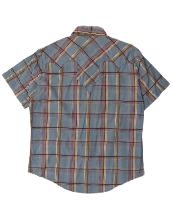 Marlboro Classics Mens Short Sleeve Shirt Medium Blue Check Cotton