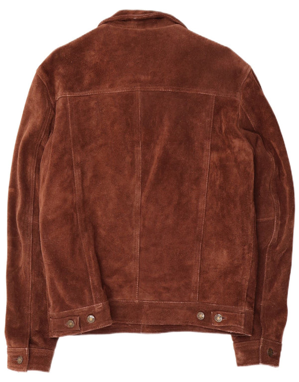 Vintage Mens Suede Gilet UK 38 Medium Brown