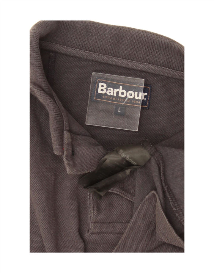 Barbour Mens Polo Shirt Large Grey Cotton