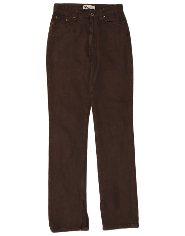 Zara Womens Straight Jeans EU 34 2XS W24 L33 Brown Cotton