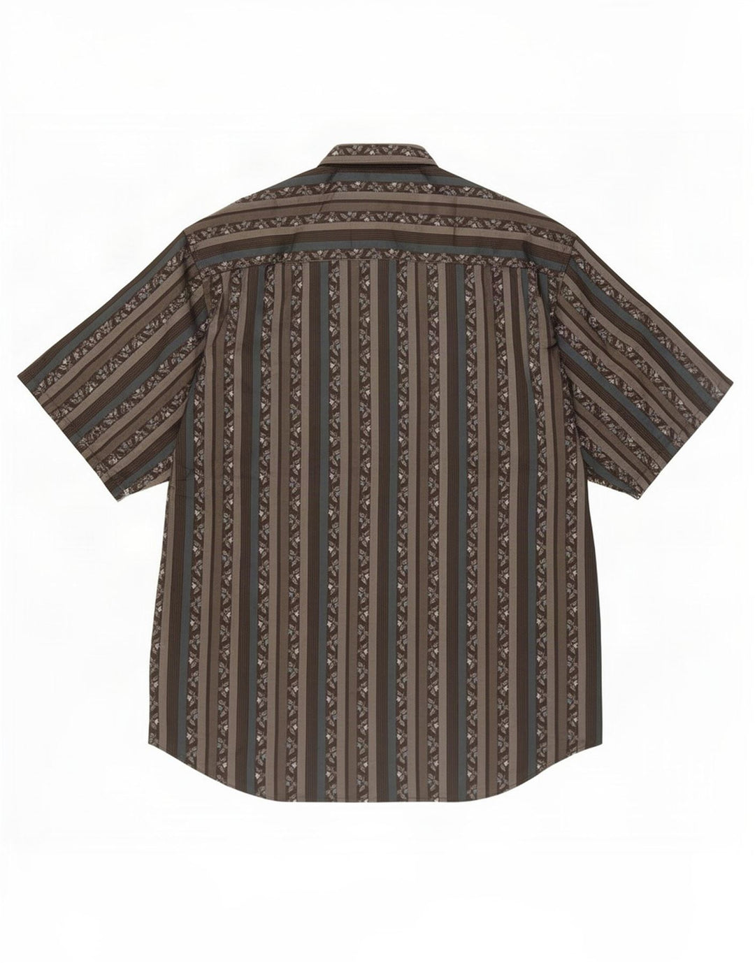 Camicia vintage da uomo a maniche corte in poliestere a righe nere medie
