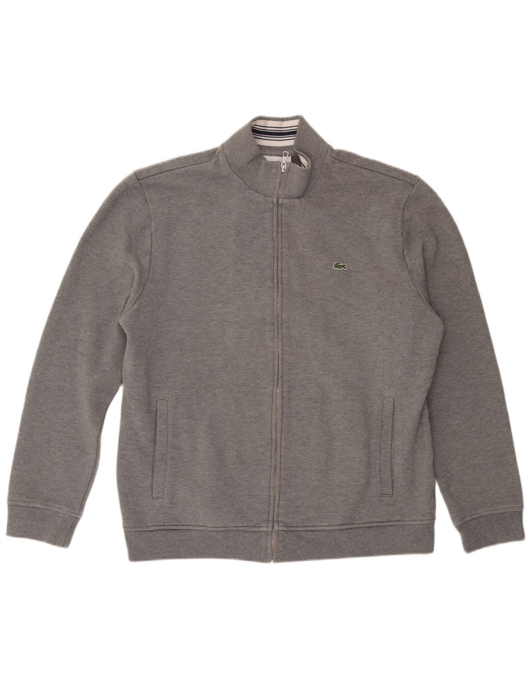 LACOSTE Mens Tracksuit Top Jacket Size 7 2XL Grey Cotton