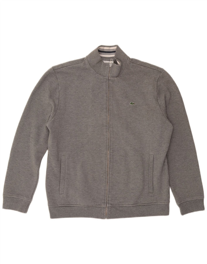 LACOSTE Mens Tracksuit Top Jacket Size 7 2XL Grey Cotton