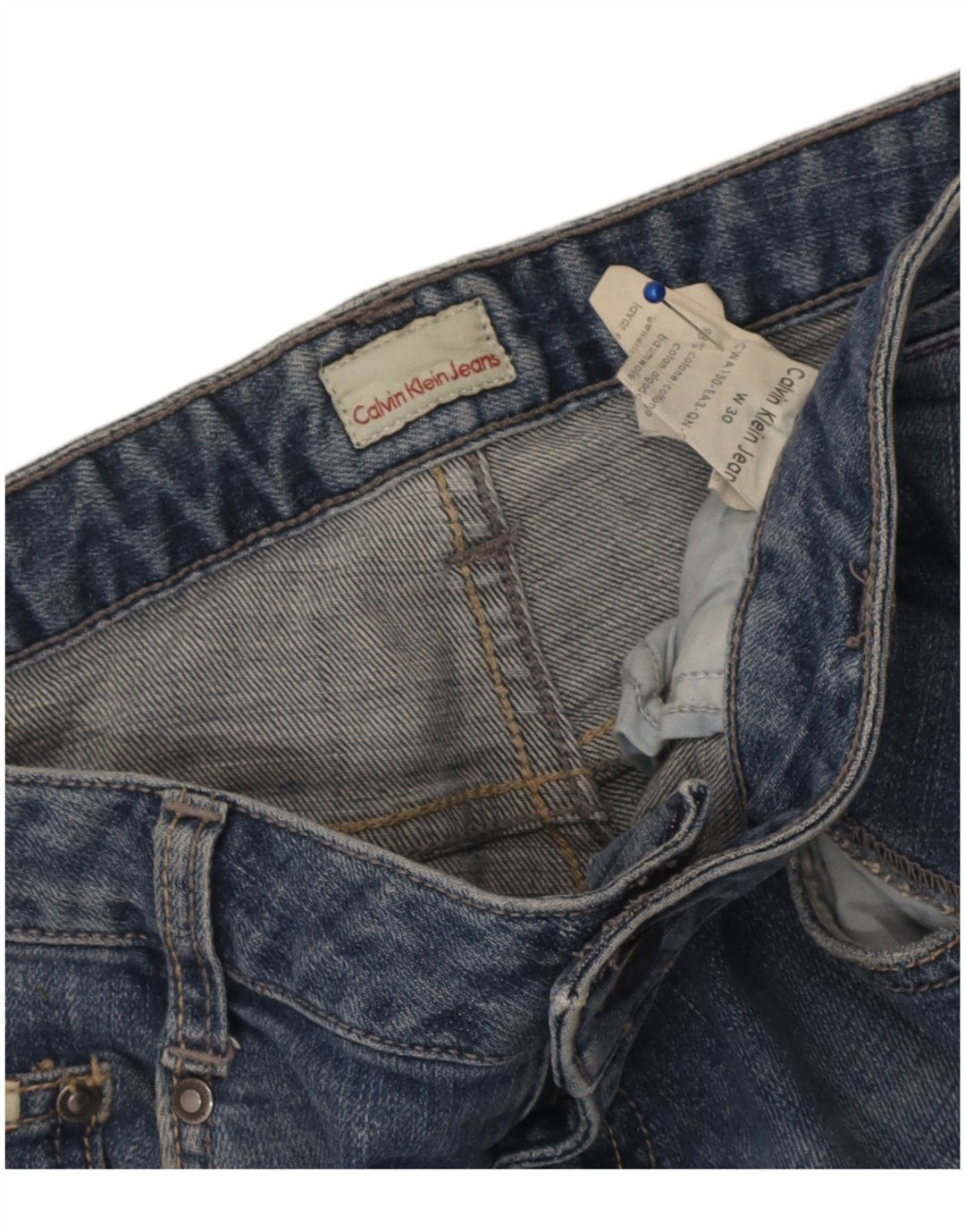 Calvin Klein Womens Distressed Slim Jeans W30 L33 Blue Cotton