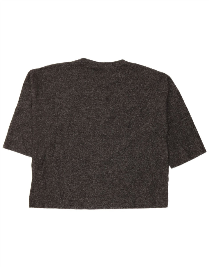 Zara Womens Loose Fit T-Shirt Top UK 14 Medium Grey Spotted Polyester