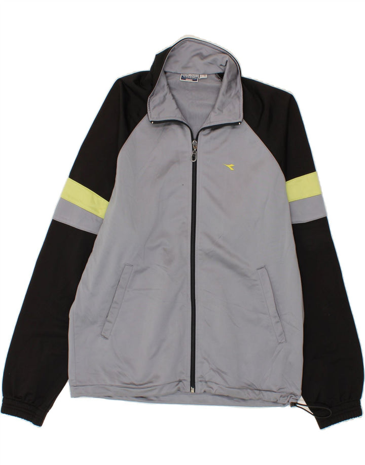 DIADORA Mens Tracksuit Top Jacket IT 48 Medium Grey Colourblock Polyester Vintage Diadora and Second-Hand Diadora from Messina Hembry 