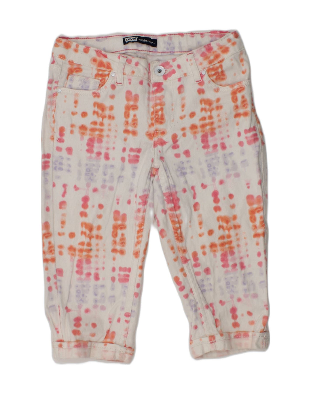 LEVI'S Girls Capri Trousers 9-10 Years W25 L13 Multicoloured Tie Dye Ramie | Vintage Levi's | Thrift | Second-Hand Levi's | Used Clothing | Messina Hembry 