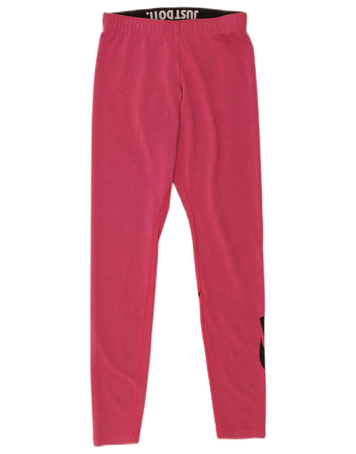Nike Womens Graphic Leggings UK 8 Small  Pink Cotton