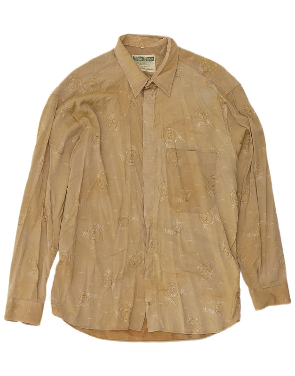 Mac Fashion Mens Abstract Pattern Shirt Large Beige