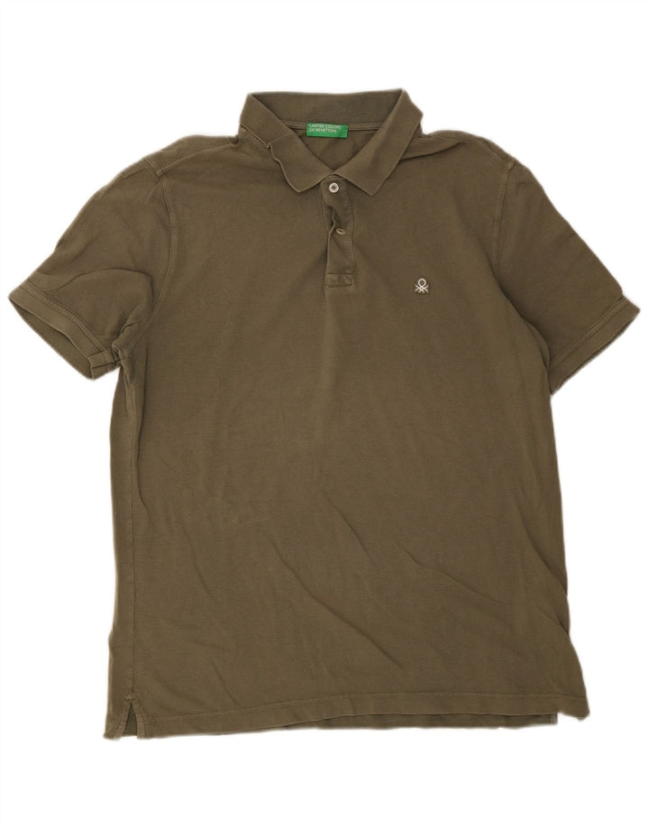 Benetton Mens Polo Shirt XL Khaki Cotton