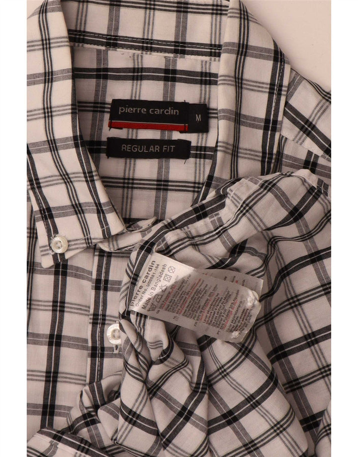 Pierre Cardin Chemise à manches courtes pour homme, coupe régulière, carreaux blancs moyens