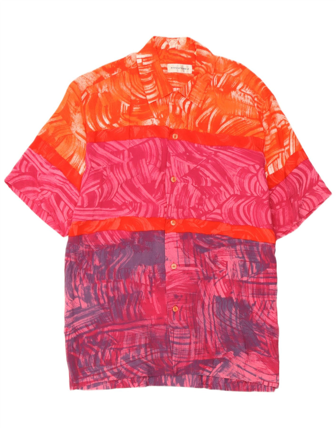 Vintage Mens Short Sleeve Shirt Medium Multicoloured Viscose
