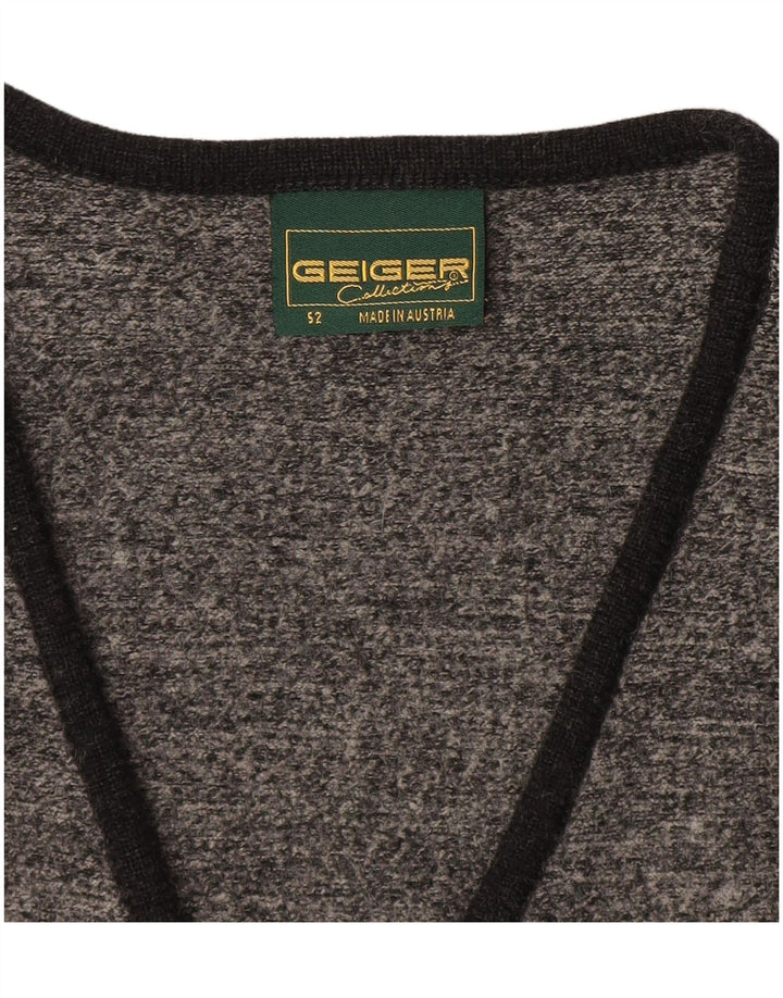 Geiger Mens Sleeveless Cardigan Sweater IT 52 Large Grey