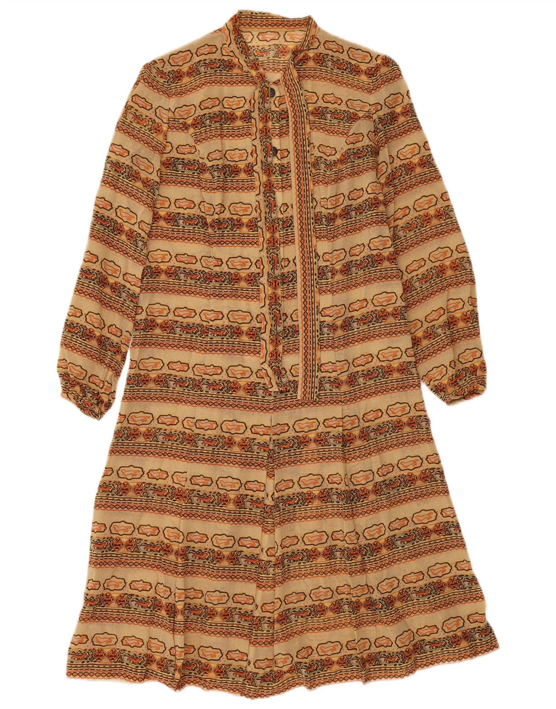 Vintage Damen A-Linie Kleid UK 12 Medium Mehrfarbig Fair Isle