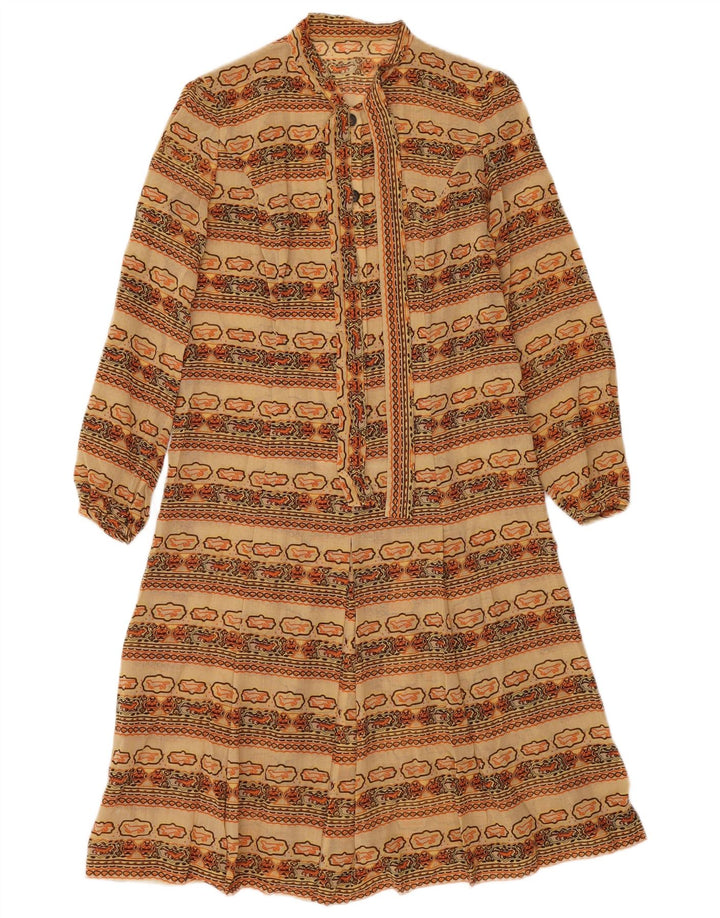 Vintage Damen A-Linie Kleid UK 12 Medium Mehrfarbig Fair Isle