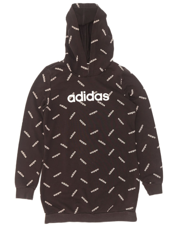 Maglione con cappuccio grafico da donna Adidas UK 8/10 piccolo cotone nero