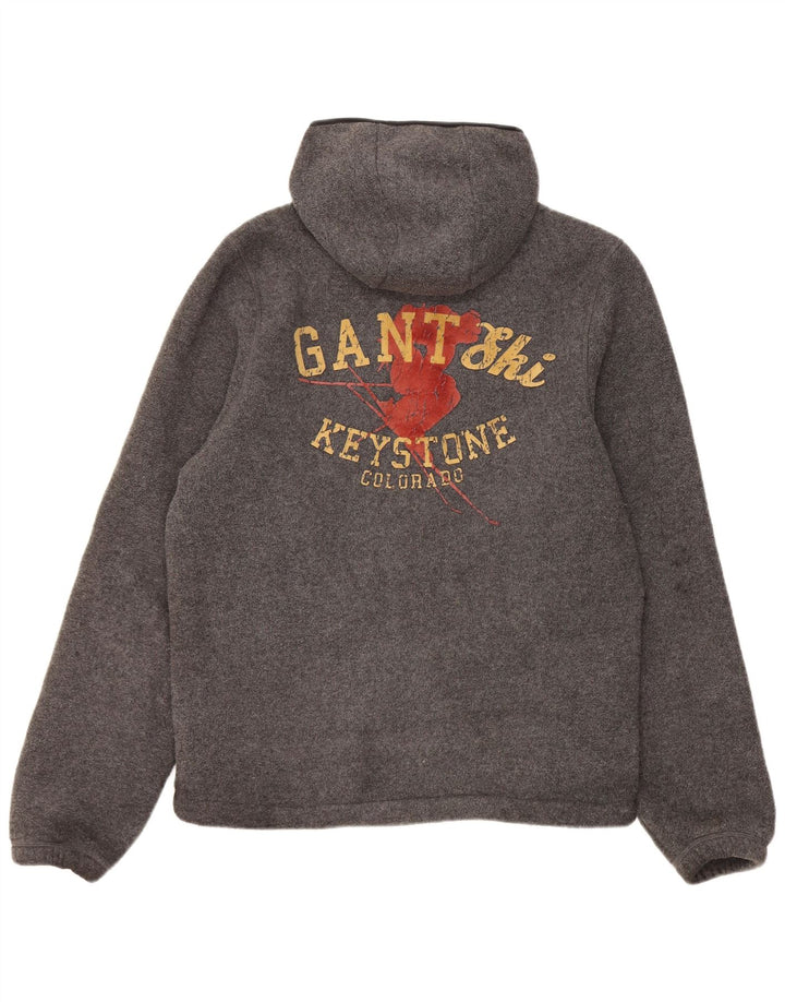 Gant Mens Graphic Zip Hoodie Sweater Medium Grey Flecked Polyester