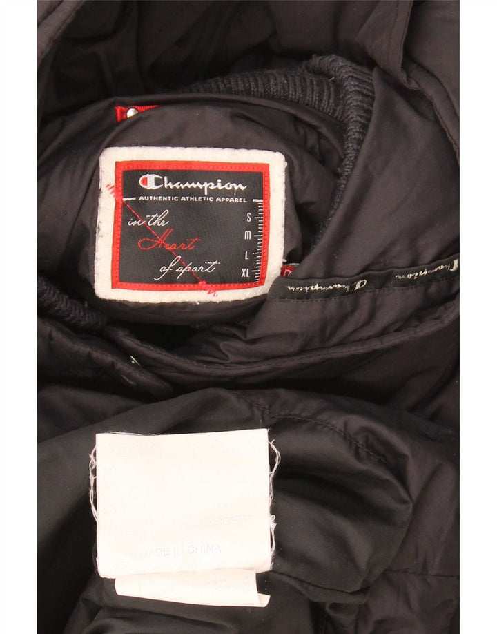 Champion Abrigo acolchado con capucha para mujer UK 44 Poliéster negro mediano