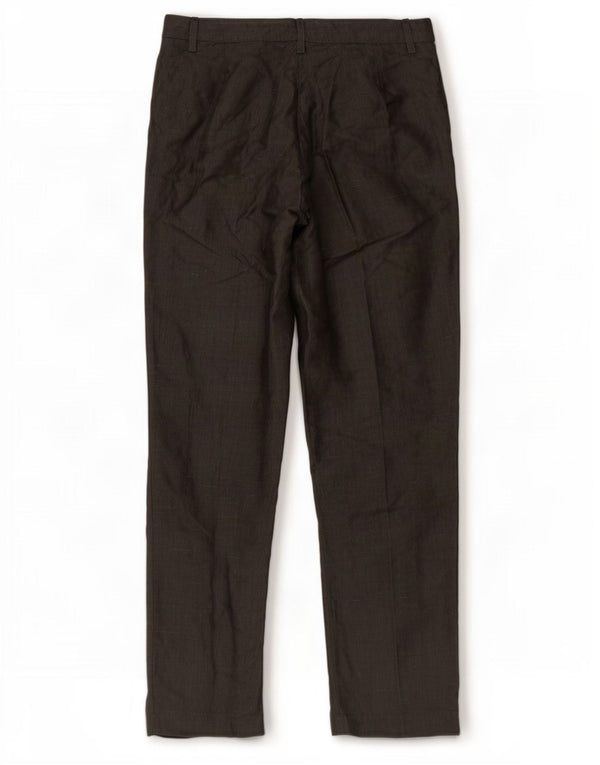 Stefanel Womens Straight Suit Trousers IT 40 Small W27 L28 Grey Ramie