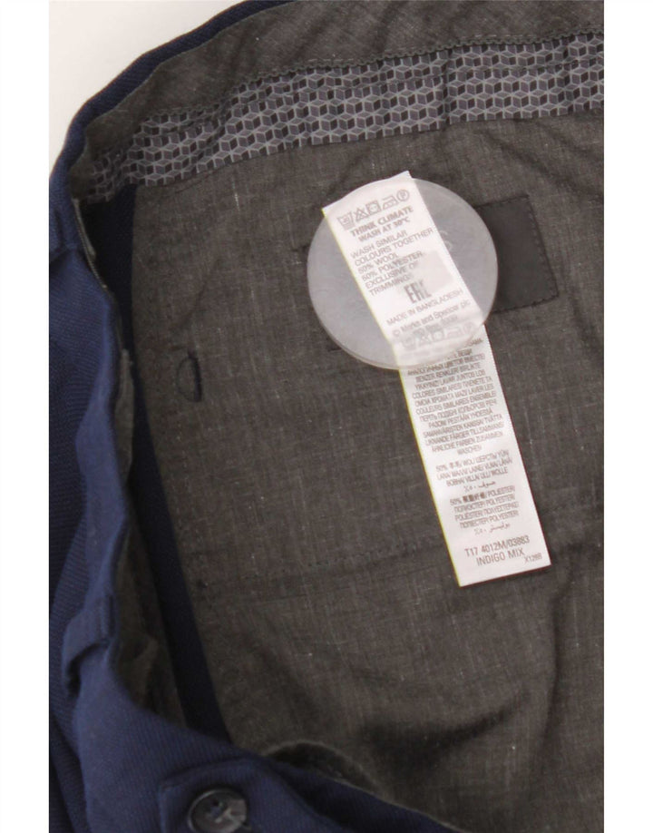 Marks & Spencer Mens Straight Suit Trousers W34 L29 Navy Blue Wool