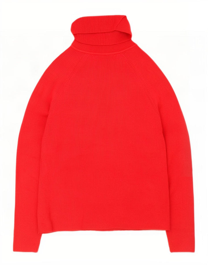Maglione maglione a collo alto da donna Marks & Spencer UK 10 piccolo viscosa rossa