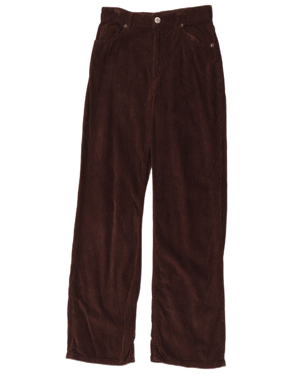 Zara Pantalon droit en velours côtelé pour femme EU 38 Small W28 L31 Marron