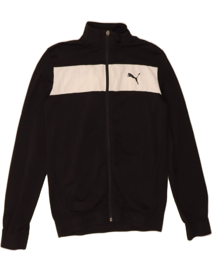 PUMA Boys Tracksuit Top Jacket 15-16 Years Black Colourblock Polyester Vintage Puma and Second-Hand Puma from Messina Hembry 