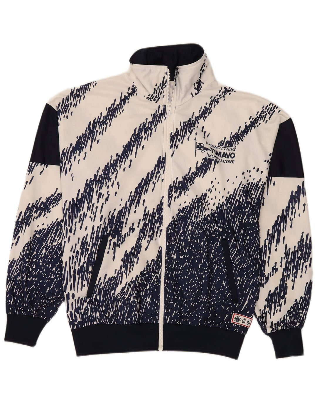Vintage Mens Survêtement Top Veste Bleu Marine Moyen Colorblock