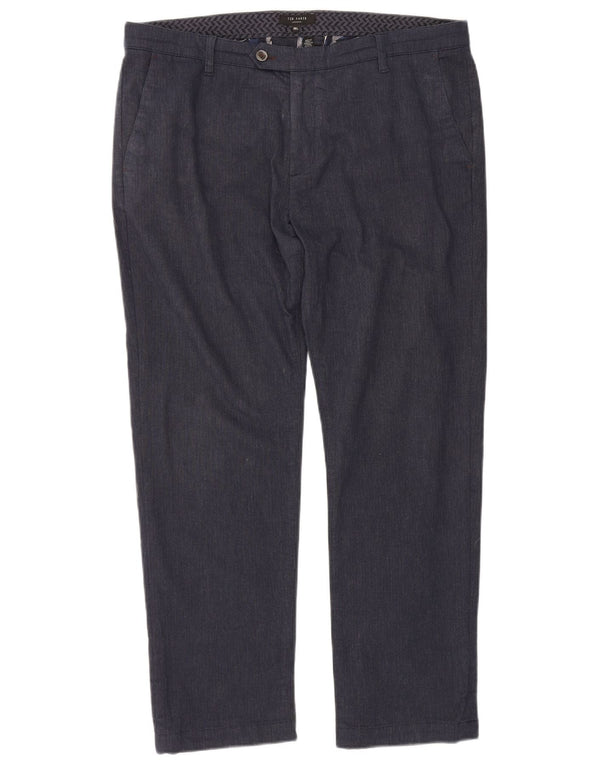 Ted Baker Mens Straight Chino Trousers W38 L30 Navy Blue Cotton
