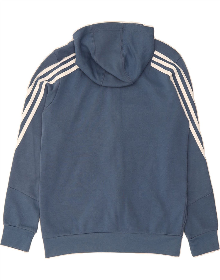 ADIDAS Boys Zip Hoodie Sweater 13-14 Years Blue Cotton Vintage Adidas and Second-Hand Adidas from Messina Hembry 