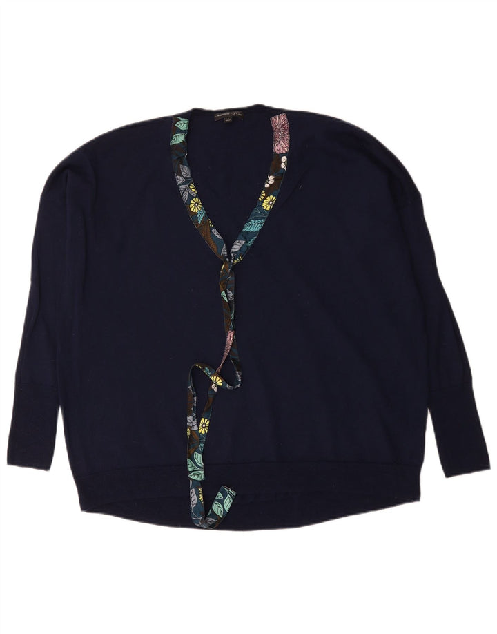 J. Crew Dame Oversized V-hals sweater UK 14 Medium Navy Blue