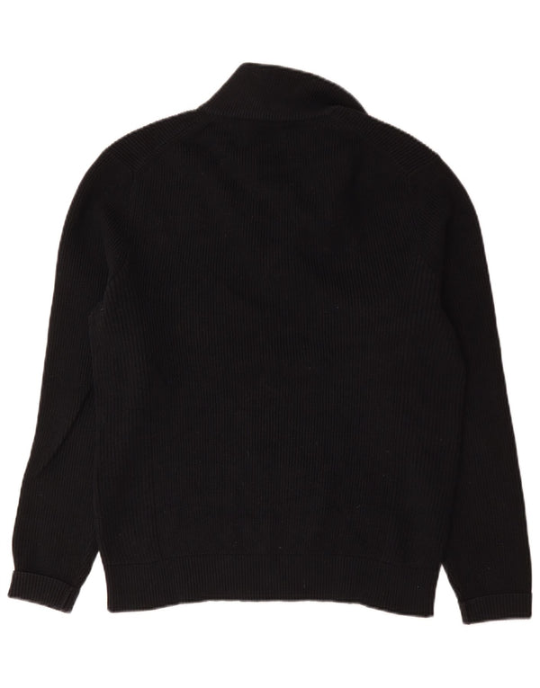 Marks & Spencer Mens Zip Neck Jumper Sweater Medium Navy Blue Cotton