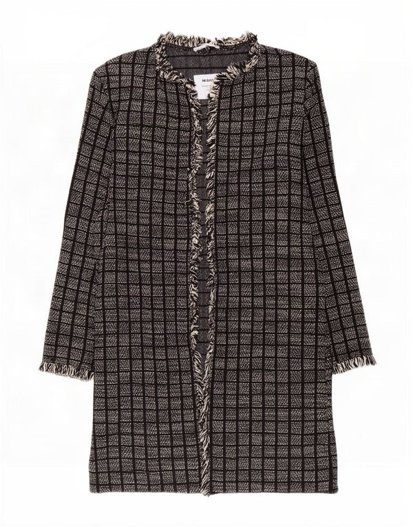 Soprabito aperto da donna Zara UK 14 cotone medio a quadri nero