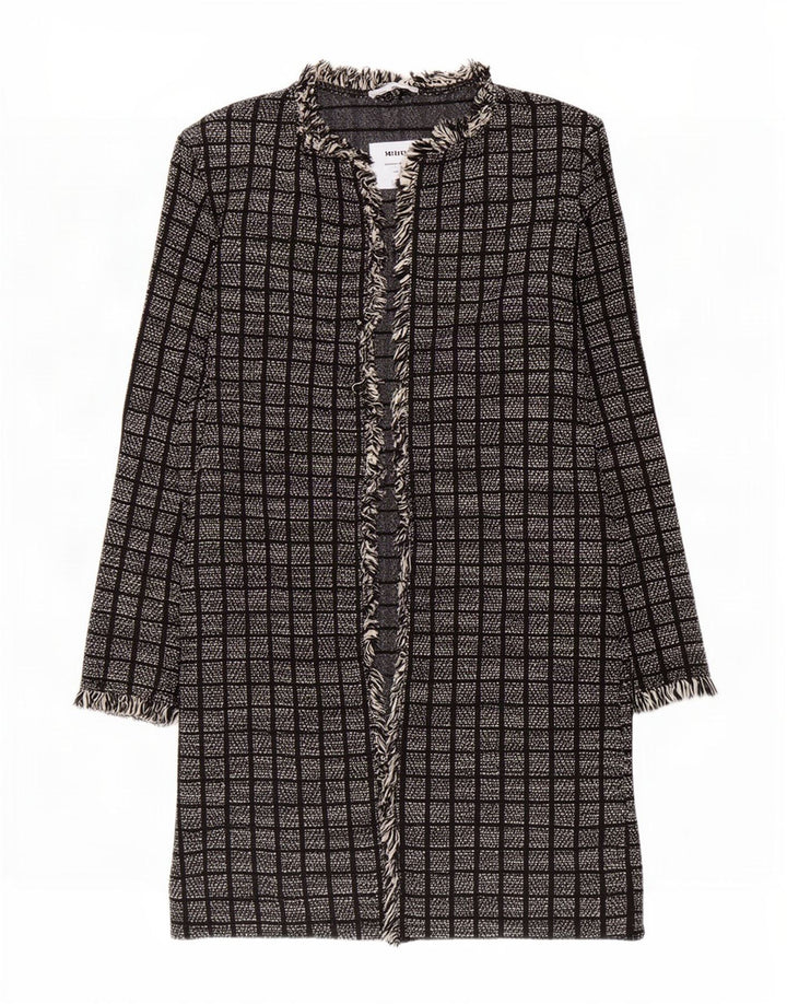 Soprabito aperto da donna Zara UK 14 cotone medio a quadri nero