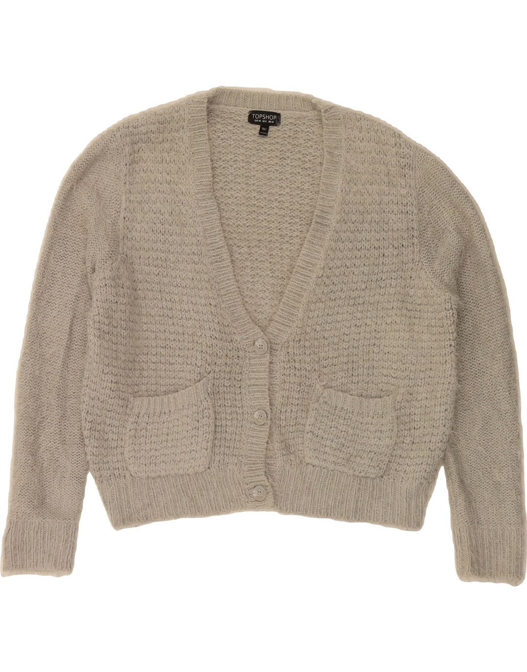 TOPSHOP Womens Oversized Cardigan Sweater UK 12 Medium Grey Acrylic Vintage Topshop and Second-Hand Topshop from Messina Hembry 